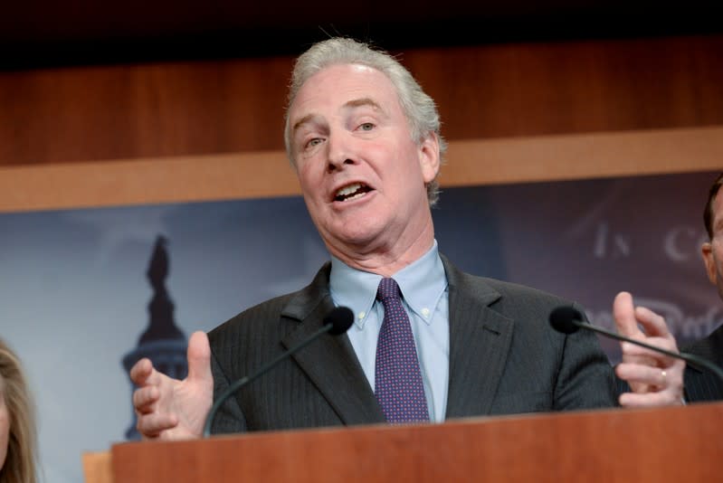 FILE PHOTO: Sen. Van Hollen announces a bipartisan agreement on Turkey sanctions during a news conference in Washington