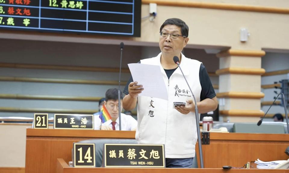 民進黨嘉義市5連霸議員蔡文旭今天因罹患肺腺癌病逝，享壽60歲。（翻攝自嘉義多一點臉書）