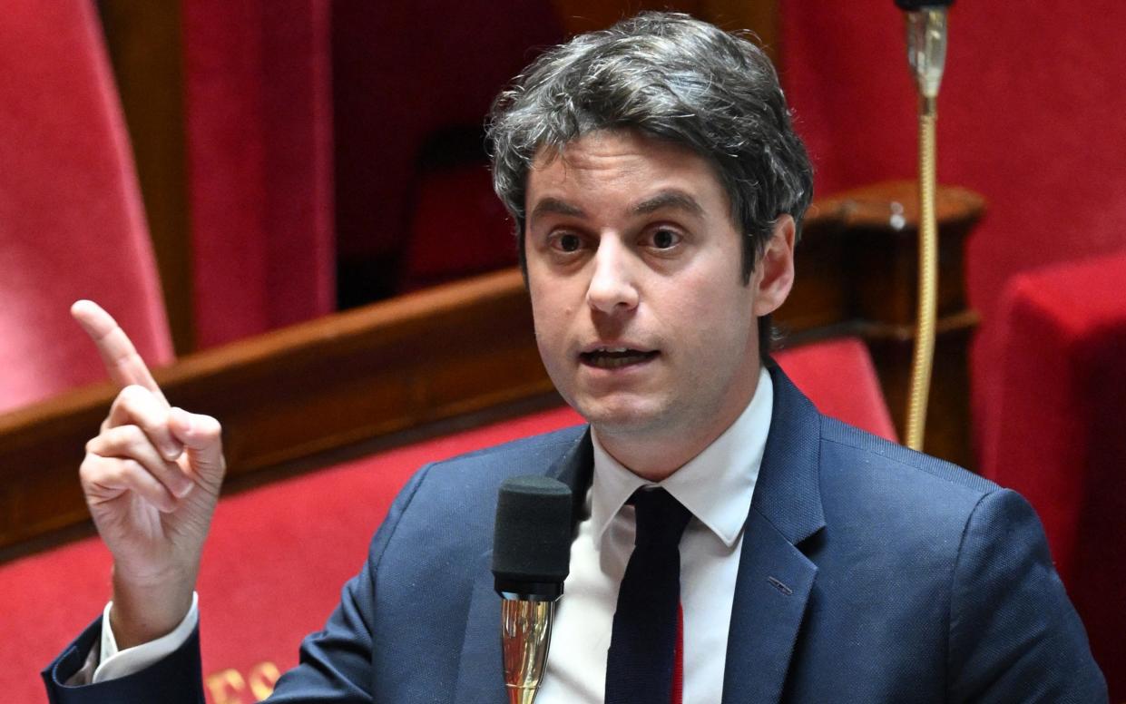 France's Prime Minister Gabriel Attal speaks during the opening session of "Questions to the Prime Minister" at the French National Assembly in Paris