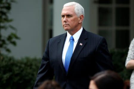 FILE PHOTO - U.S. Vice President Mike Pence arrives before U.S. President Donald Trump and Singapore’s Prime Minister Lee Hsien Loong speak at a joint statement at the White House in Washington, DC, U.S. October 23, 2017. REUTERS/Joshua Roberts