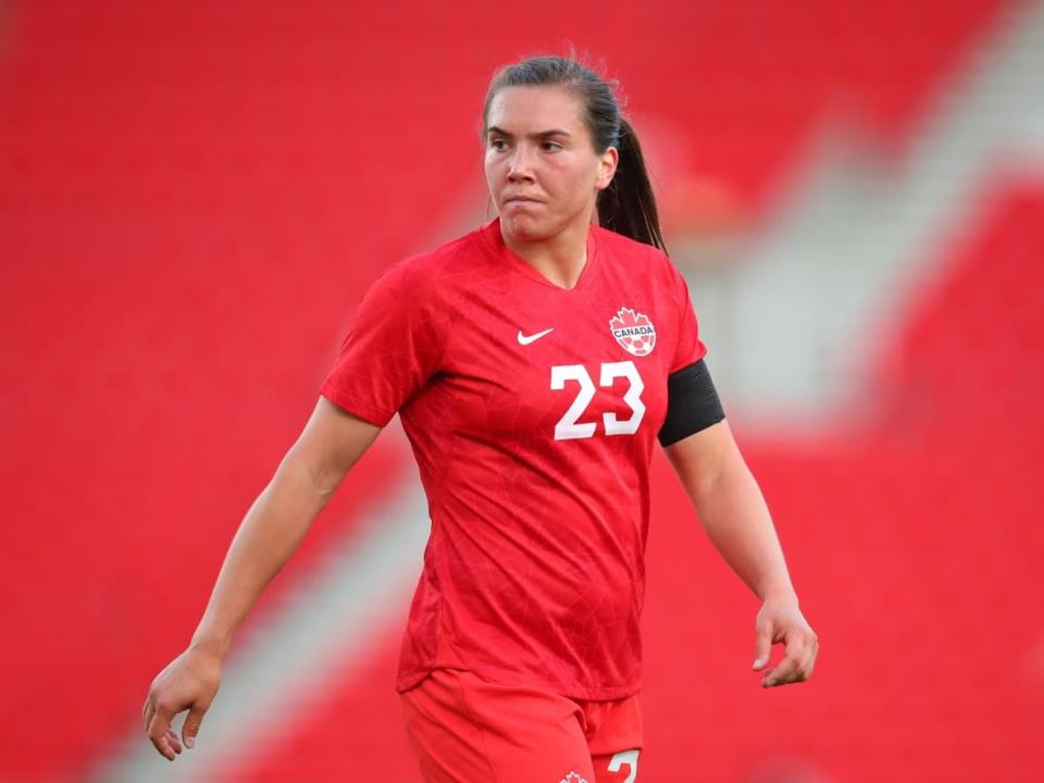 Vanessa Gilles emerged as a key member of Canada's women's soccer team at the 2021 SheBelievesCup. (Catherine Ivill/Getty Images - image credit)
