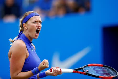 Tennis - WTA Premier - Aegon Classic - Edgbaston Priory Club, Birmingham, Britain - June 25, 2017 Czech Republic's Petra Kvitova celebrates during the final against Australia's Ashleigh Barty Action Images via Reuters/Peter Cziborra