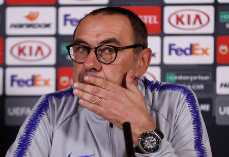 Foto del miércoles del DT de Chelsea, Maurizio Sarri, en una rueda de prensa. May 22, 2019 Action Images via Reuters/Matthew Childs