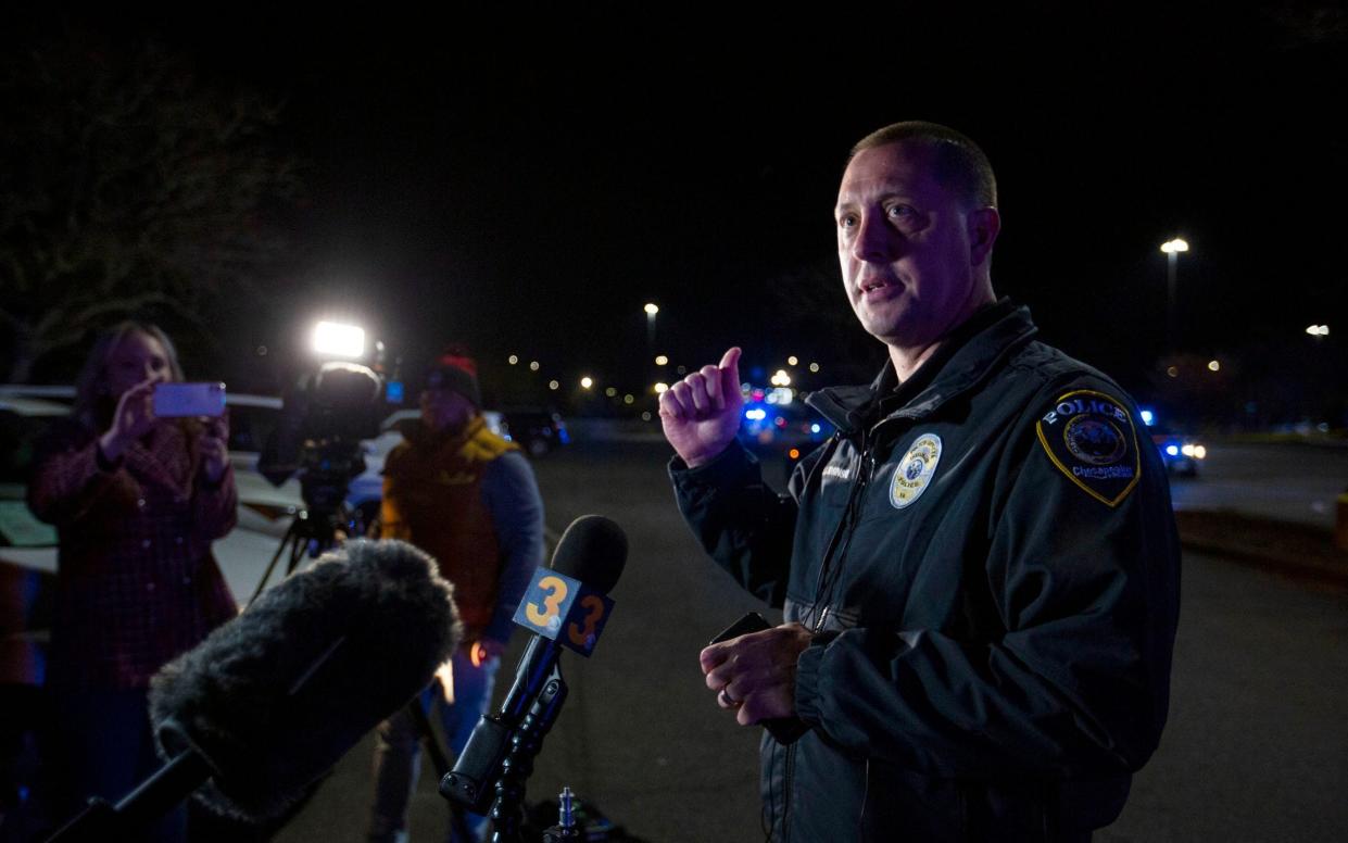 Chesapeake Police Public Information Officer Leo Kosinski delivers an update to the press following the mass shooting - Kendall Warner/The Virginian-Pilot