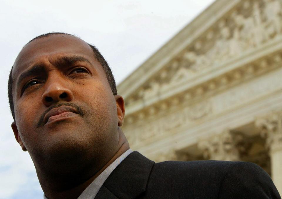 Roderick Jackson, a Birmingham, Alabama, women's basketball coach, stands outside the Supreme Court. In 2005, in Jackson v. Birmingham Board of Education, the Supreme Court ruled that individuals, including coaches and teachers, have a “right of action” under Title IX if they’re retaliated against for protesting sex discrimination.