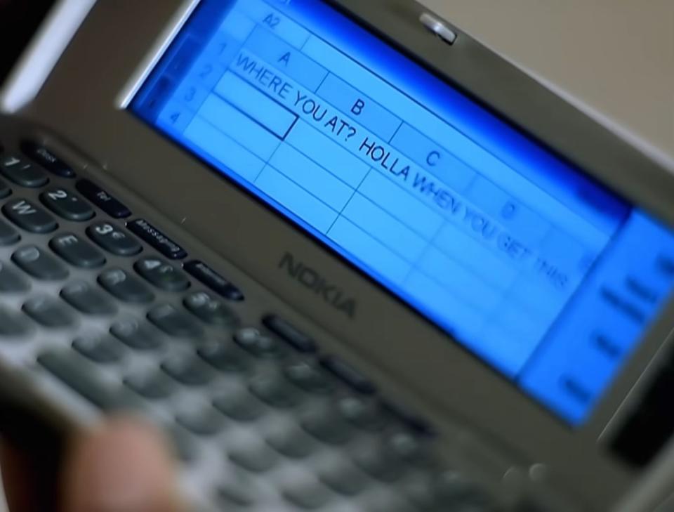 The scene, shows Rowland attempting to text Nelly “Where you at? Holla when you get this” on the Microsoft spreadsheet editor. Universal Motown Records