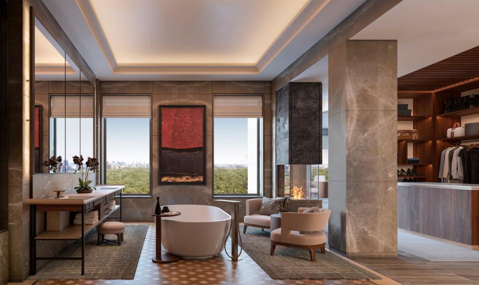 A spacious bathroom suite at the Aman New York.
