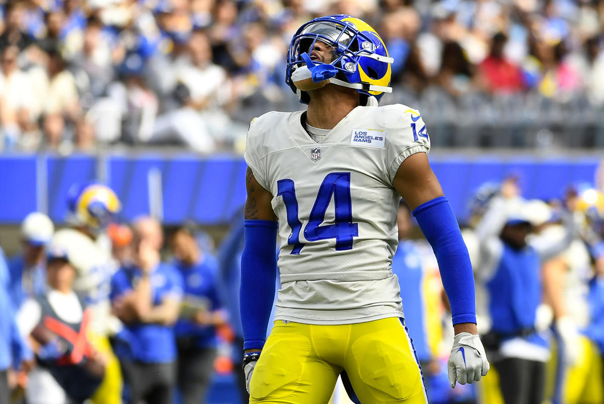 Los Angeles Rams cornerback Tyon Davis (20) runs during the NFL