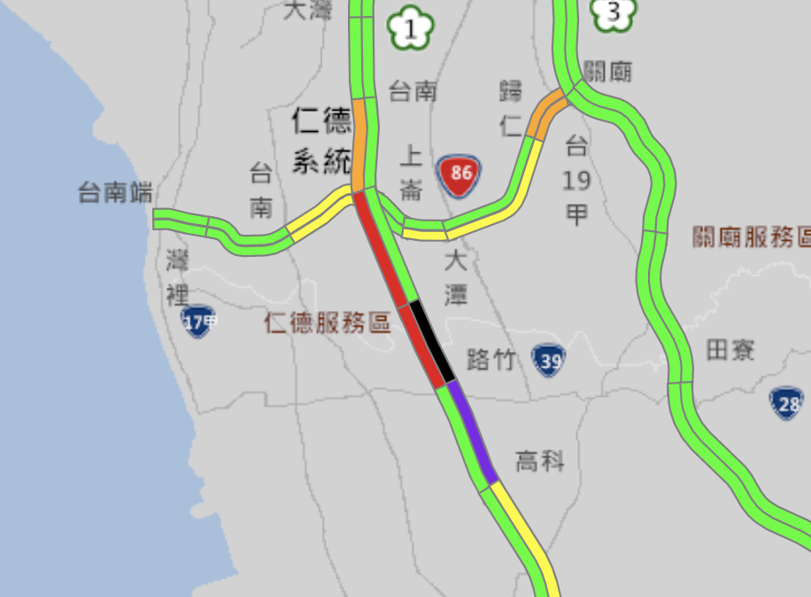 國道一號北上337公里路竹路段今天中午12時多發生砂石車翻覆車禍，事故造成部分交通中斷。(取自高公局網站)