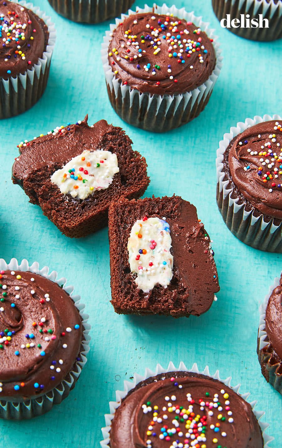 Cheesecake-Stuffed Chocolate Cupcakes