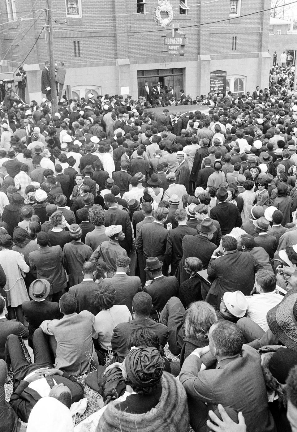 April 9, 1968: Crowds in front of Ebenezer Baptist Church