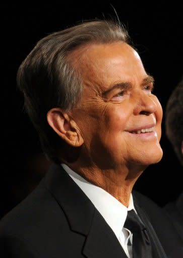 Legendary US television presenter and producer Dick Clark, pictured in 2010, known for introducing rock and roll music to millions of Americans, died of a heart attack Wednesday at age 82, his family said