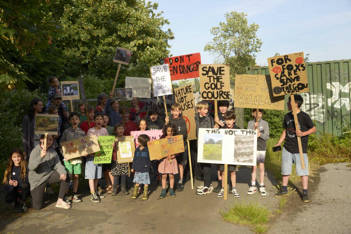 Campaigners meet at the Bradford on Avon Golf Course before marching to St Margaret’s Hall for the BoA Area Board meeting. <i>(Image: Trevor Porter 77104-1)</i>