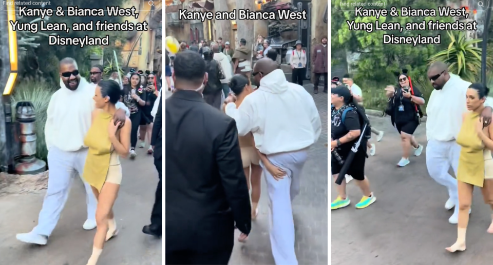 People took to TikTok to share their anger at the way Bianca Censori was dressed at Disneyland. Credit: TikTok/disneydaywithkelsi
