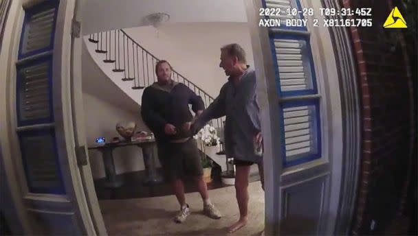 PHOTO: An image from police body cam video of the night Paul Pelosi, the husband of Democratic Rep. Nancy Pelosi, was violently assaulted at their home in San Francisco, Oct 28, 2022. (San Francisco Police Dept)