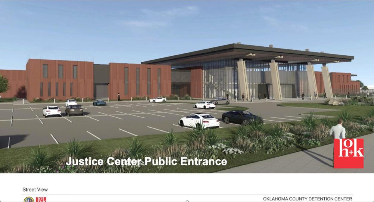 This illustration shows the main entrance to the proposed Oklahoma County jail.