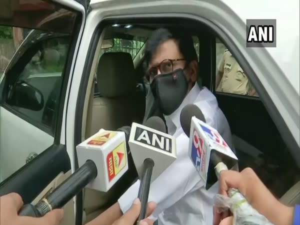 Shiv Sena MP Sanjay Raut speaking to reporters in Maharashtra on Tuesday. [Photo/ANI]