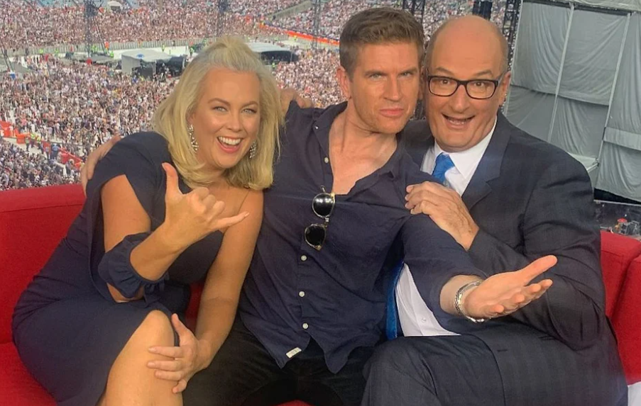 sunrise hosts sam mac, david koch and ex host samantha armytage