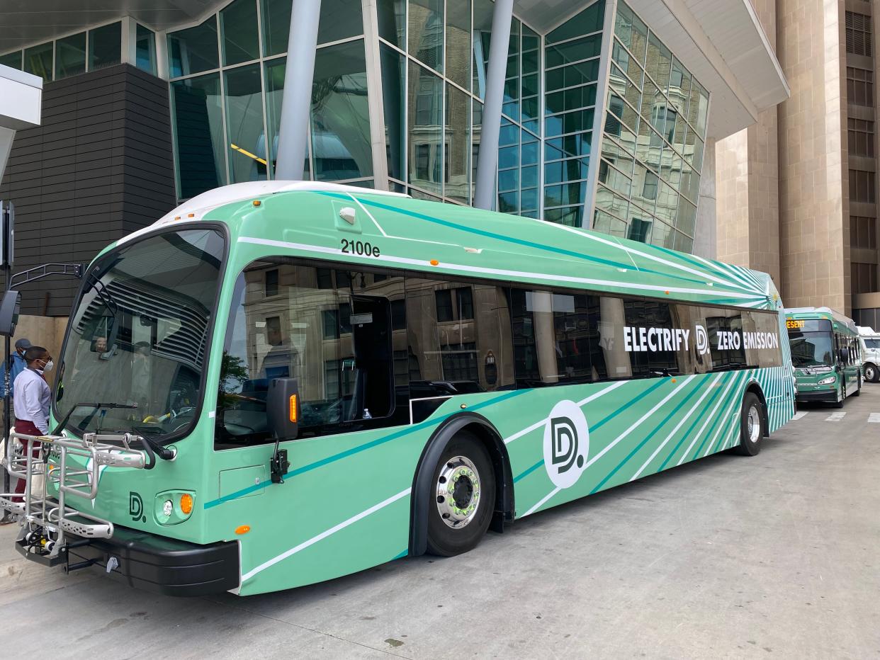 The Detroit Department of Transportation deploys four new electric buses on Monday.