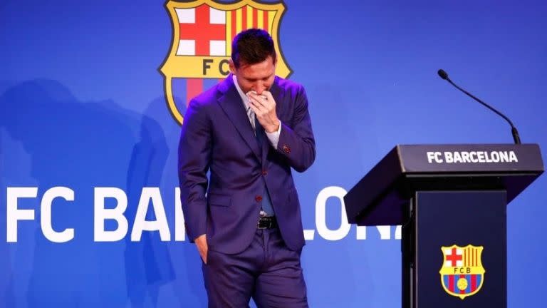 A mediados del 2021 Lionel Messi, mediante una conferencia de prensa, se despidió de Barcelona.