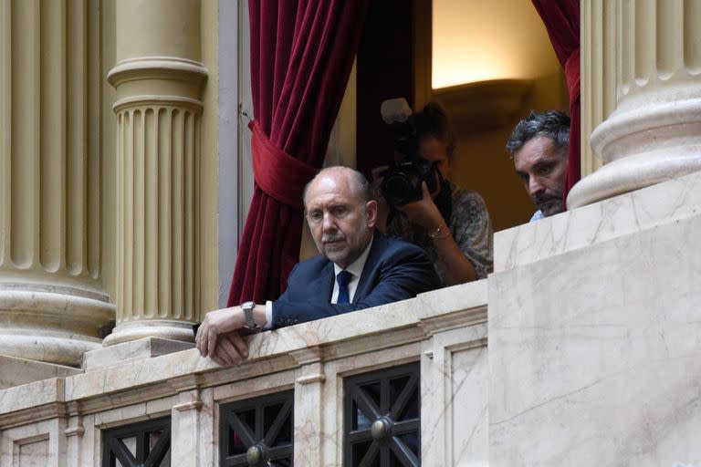 El gobernador de Santa Fe, Omar Perotti, este martes en la Cámara de Diputados