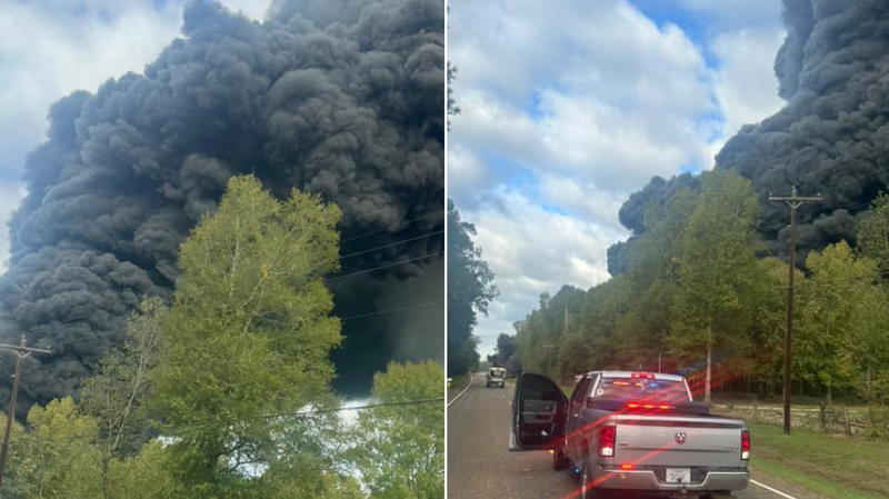 The dark plume of smoke in Texas.