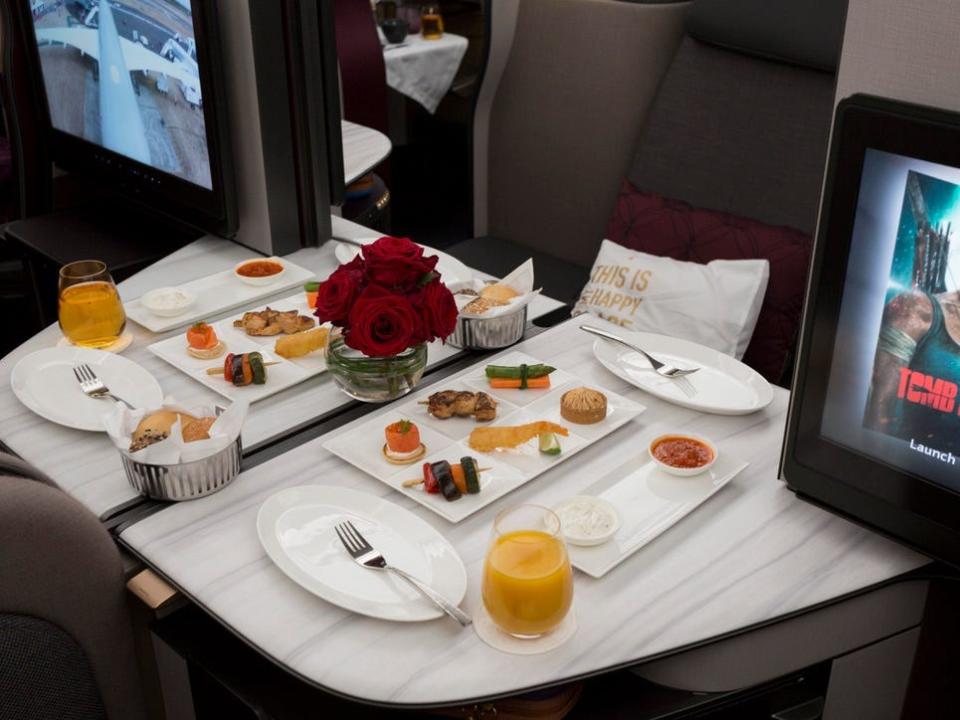 A meal display in Qatar's A350 business class.