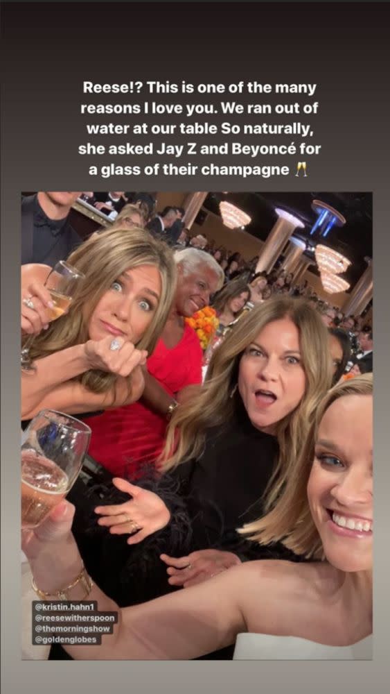 Jennifer Aniston, Kristin Hahn and Reese Witherspoon | Jennifer Aniston instagram stories jan 5, 2020