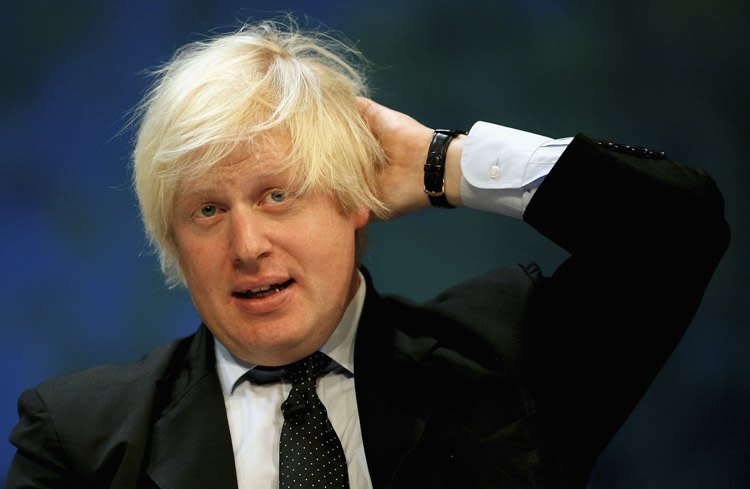 Lost for words: Famous Famous failures in eloquence -  "Ah, bloody hell. It's tricky, isn't it. Oh, dear. Um, um. God. Er", Boris Johnson asked where the Tories should go after losing the general election in 2001 (Daniel Berehulak/Getty)