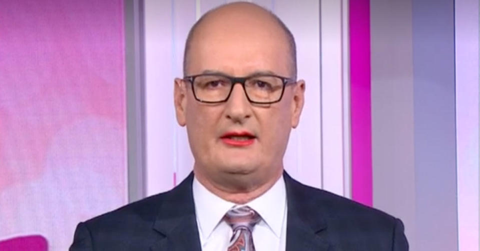 Sunrise host David 'Kochie' Koch sported a bright red lip on Monday's episode. Photo: Seven