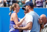 Tennis - WTA Premier - Aegon Classic - Edgbaston Priory Club, Birmingham, Britain - June 25, 2017 Czech Republic's Petra Kvitova celebrates winning the final against Australia's Ashleigh Barty Action Images via Reuters/Peter Cziborra