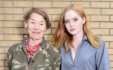 Glenda Jackson with her radio co-star Ellie Bamber - Credit: Hubert Cecil