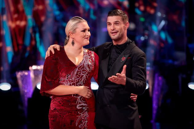 Sara Davies and Aljaz Skorjanec have been voted off Strictly Come Dancing (Photo: BBC/Guy Levy)
