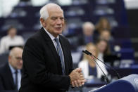 European Union foreign policy chief Josep Borrell speaks during a commission on Russia's escalation of its war of aggression against Ukraine, at the European Parliament, Wednesday, Oct. 5, 2022, in Strasbourg, eastern France. (AP Photo/Jean-Francois Badias)