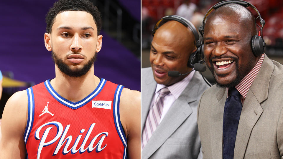 Ben Simmons was slammed by NBA legends Shaquille O'Neal and Charles Barkley over his threat to not report to training camp later this month, Pictures: Getty Images