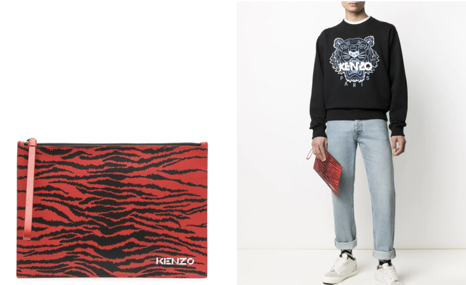 Kenzo tiger-print clutch bag. PHOTO: FarFetch