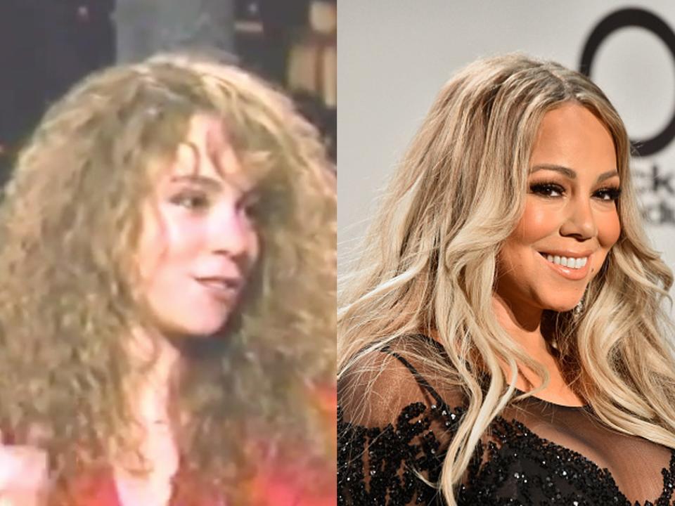 Mariah Carey on the show "Video Soul" in 1990 and at the 2018 American Music Awards.