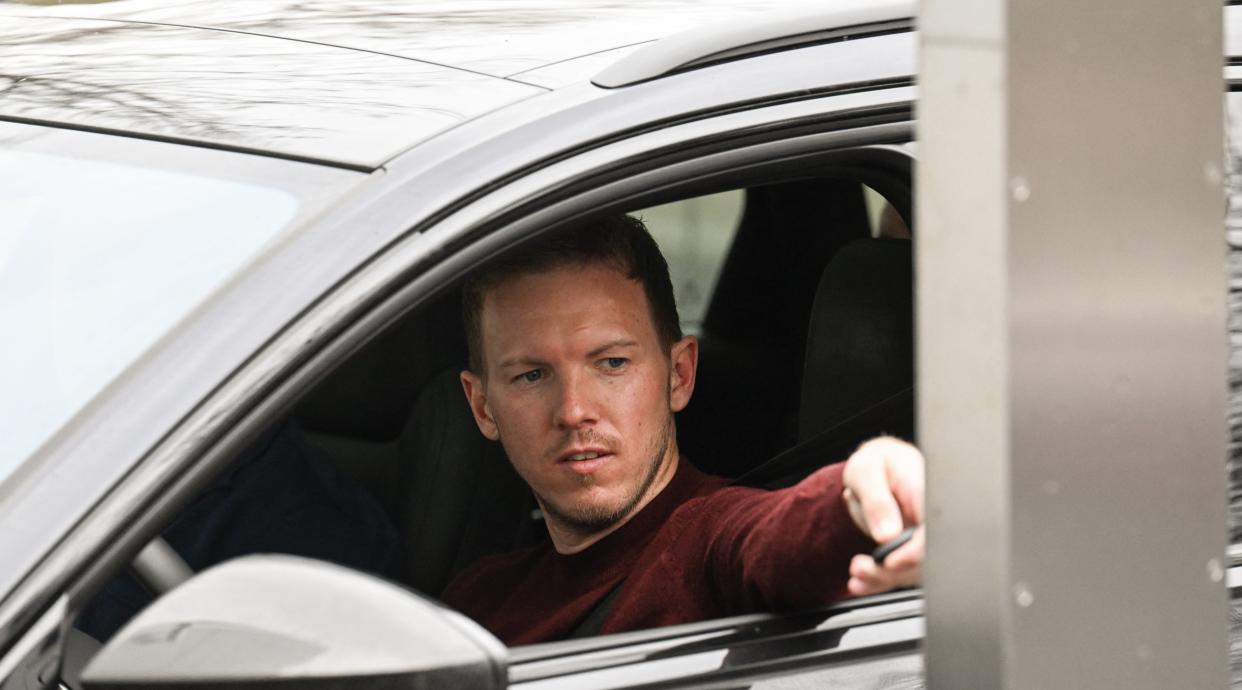  Julian Nagelsmann arrives at the headquarters of Bayern Munich on March 24, 2023 in Munich, Germany., 