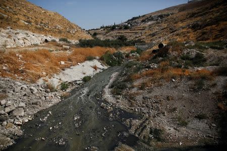 Sewage flows in the Kidron Valley, on the outskirts of Jerusalem July 6, 2017. Picture taken July 6, 2017. REUTERS/Ronen Zvulun