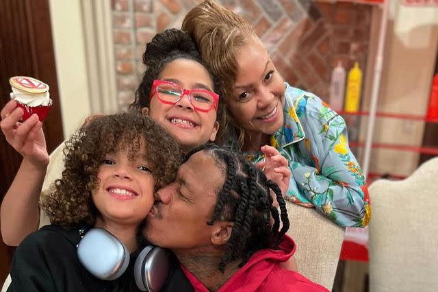 <p>Nick Cannon/Instagram</p> Nick Cannon with his mom Beth Gardner and his kids, Moroccan and Monroe.