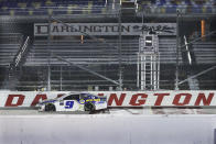 Chase Elliott (9) drives during the NASCAR Cup Series auto race Wednesday, May 20, 2020, in Darlington, S.C. (AP Photo/Brynn Anderson)