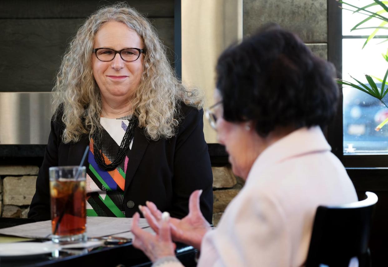 Rachel Levine, physician general for the state of Pennsylvania, with her mother Lillian Levine, in Harrisburg, Pa., on May 16, 2016. (Bonnie Jo Mount / The Washington Post via Getty Images file)