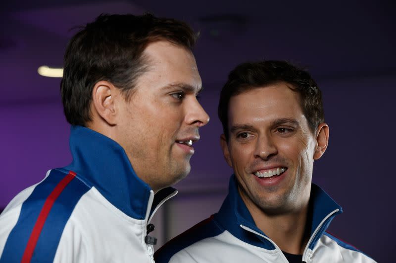 USA's Bob Bryan and Mike Bryan during a press conference