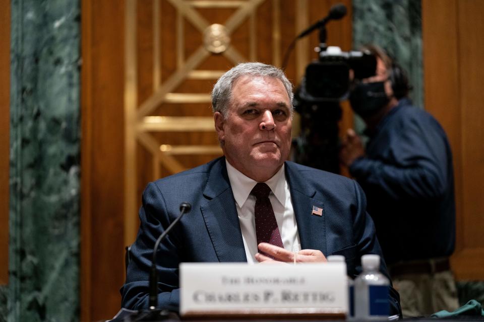 Internal Revenue Service Commissioner Charles P. Rettig testifies before the Senate Finance Committee on a hearing about the 2020 Filing Season and IRS COVID-19 Recovery at the US Capitol in Washington, DC on June 30, 2020. (Photo by Anna Moneymaker / POOL / AFP) (Photo by ANNA MONEYMAKER/POOL/AFP via Getty Images)