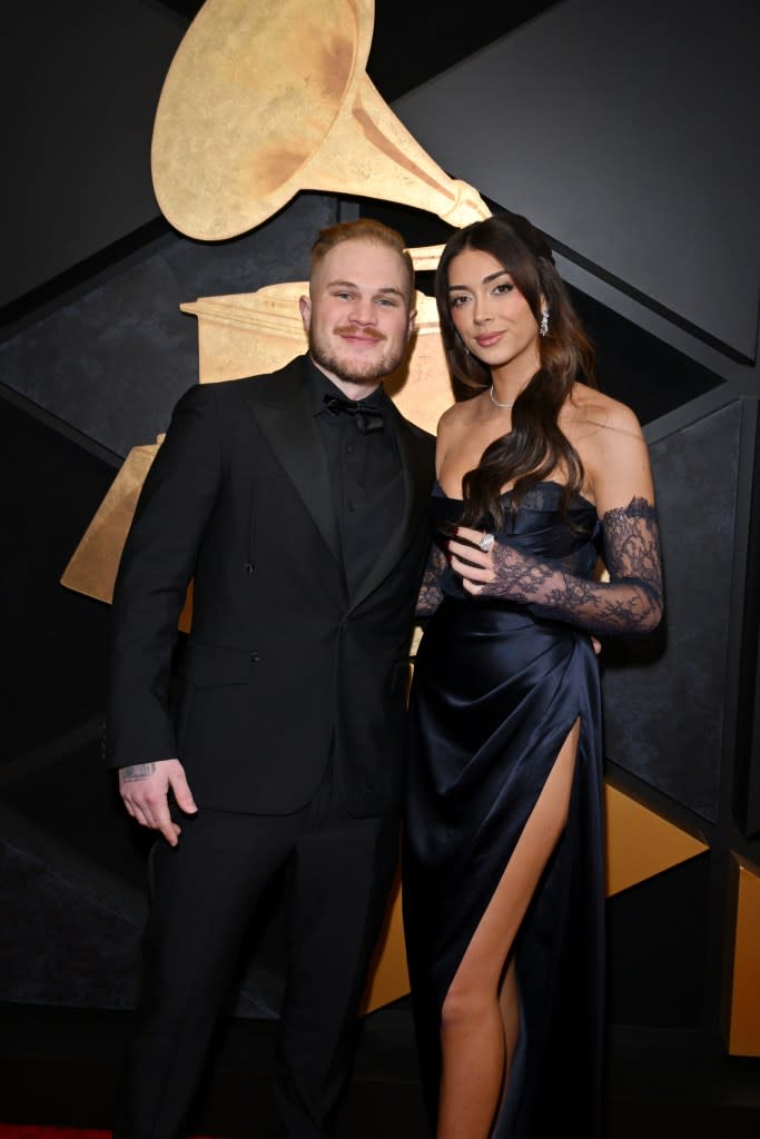 Zach Bryan and Brianna Chickenfry at the 2024 Grammy Awards. Getty Images for The Recording Academy