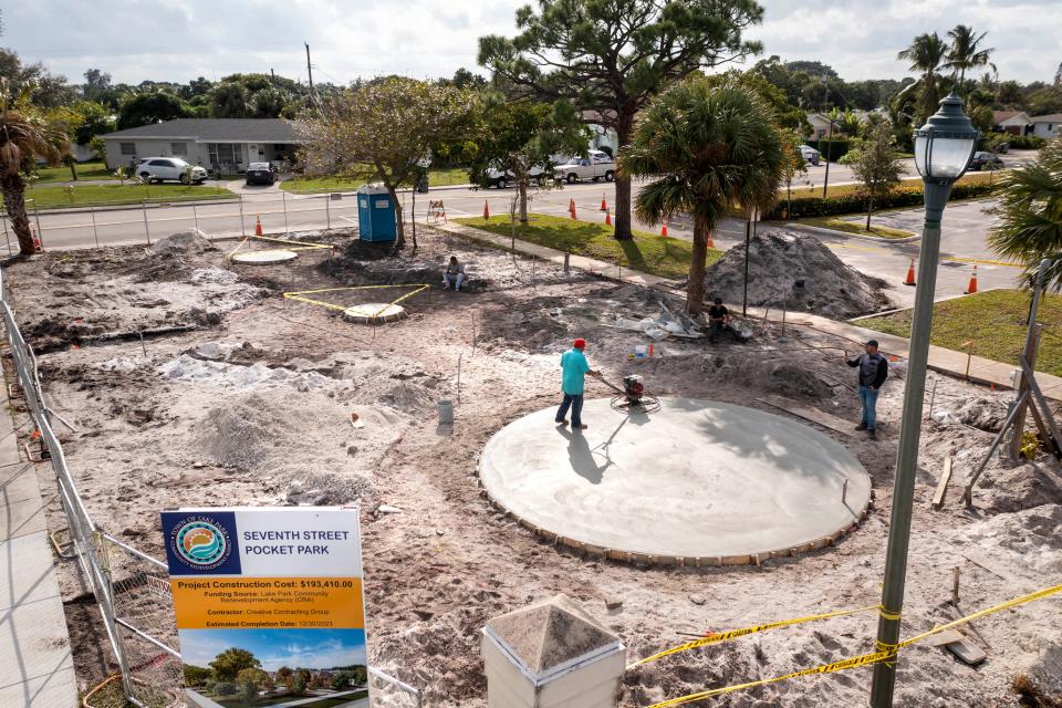 Construction of the Seventh Street pocket park is underway.