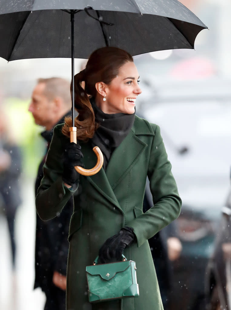 Kate Middleton, Duchess of Cambridge, visits Blackpool Tower and greets members of the public on the Comedy Carpet on March 6 in Blackpool, England. (Photo: Max Mumby/Indigo/Getty Images)