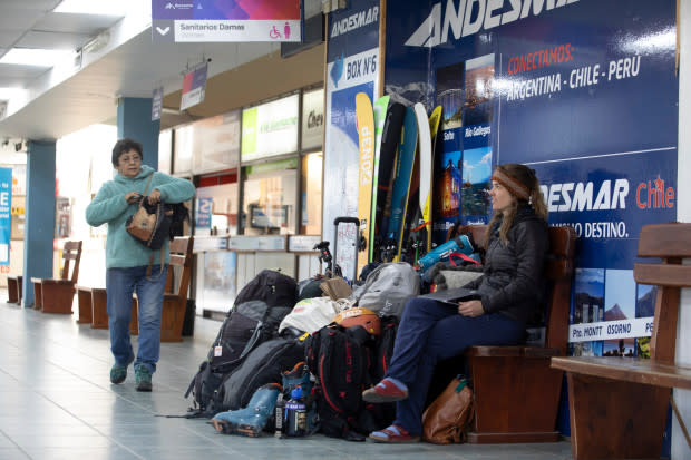 As the first leg of our trip came to a close, we ditched the car and headed to the bus station. Here, Molly Armanino gets her digital nomad vibes on while waiting for the Andesmar bus toward Mendoza.<p>Photo: Ryan Salm</p>