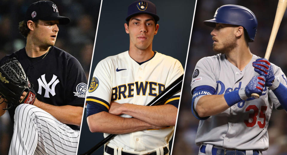 Gerrit Cole, Christian Yelich, Cody Bellinger. (Photos by Mark Brown/Jamie Schwaberow/Christian Petersen/Getty Images)