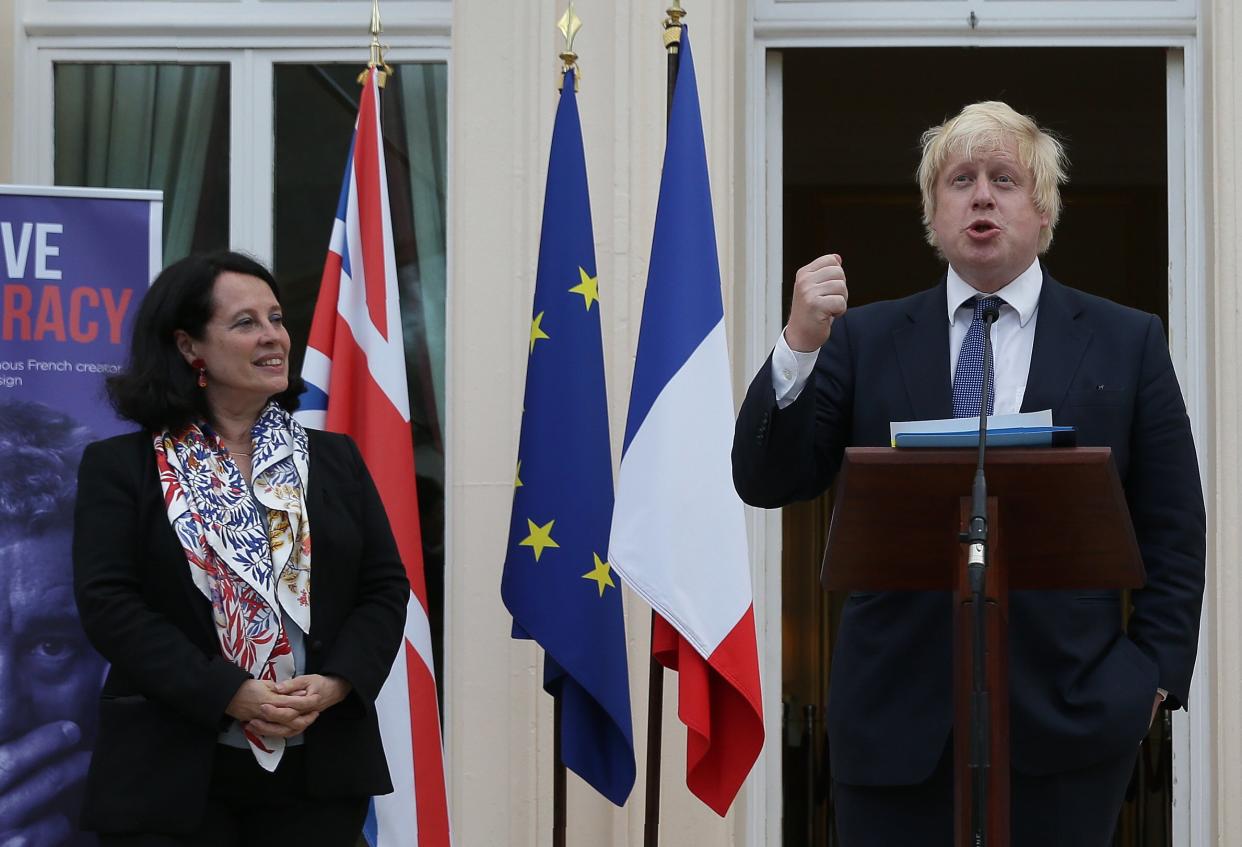 Then French Ambassador to Britain, Sylvie Bermann with Boris Johnson in July 2016 (AFP via Getty Images)